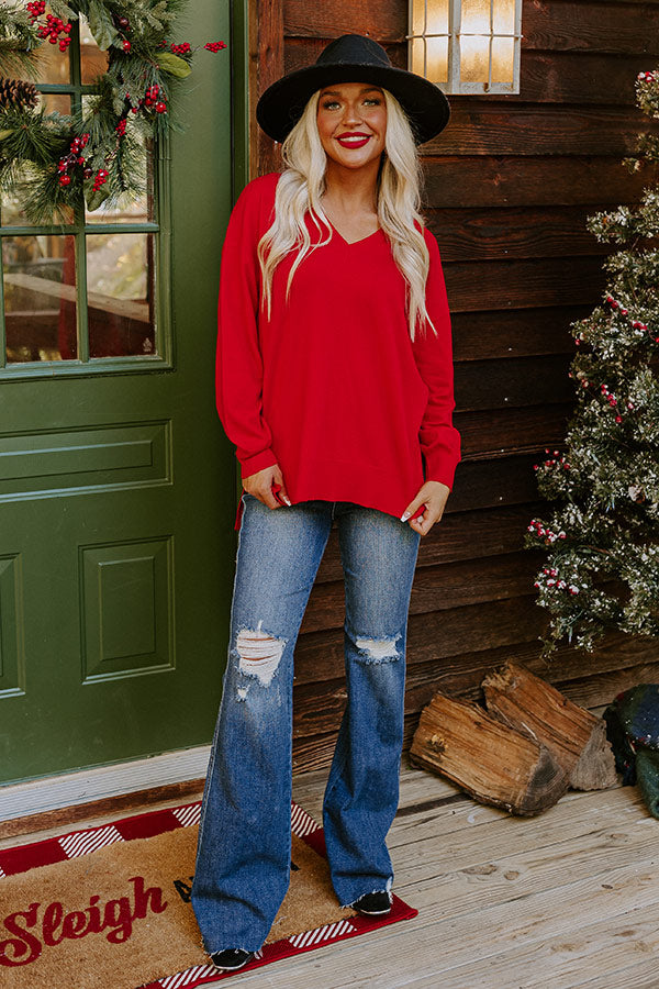 Premium Comfort V-Neck Sweater in Red | Ultimate Cozy Style