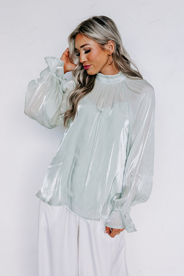 Ultimate Romantic Mint Chiffon Shift Top