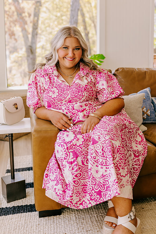 Premium St. Cloud Paisley Midi Dress in Berry Curves - Ultimate Brunch Style