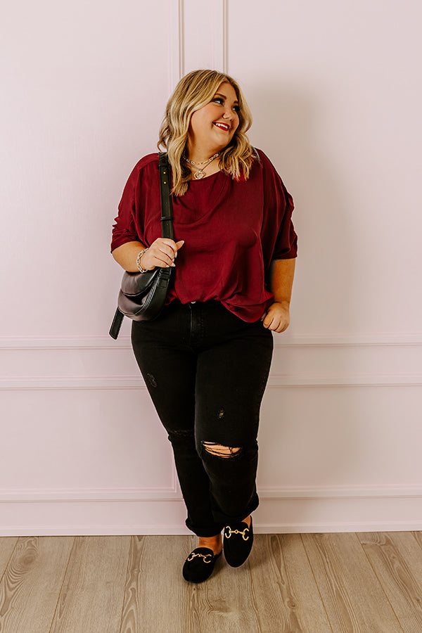 Premium Wine Curves Plus Size Shift Top - Ultimate Comfort & Style