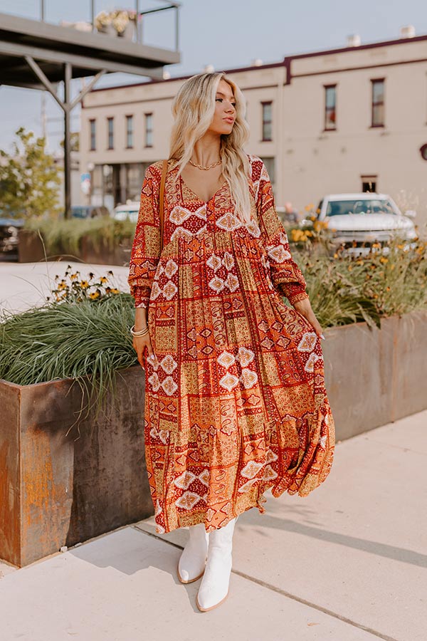 Ultimate Orchard Oasis Paisley Maxi Dress in Wine