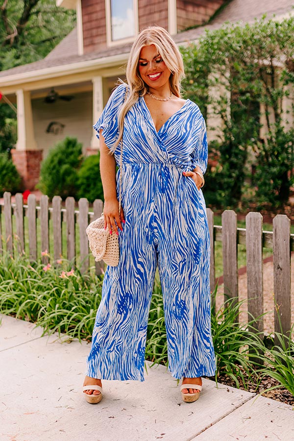 Ultimate Party Vibes Pleated Jumpsuit - Blue Curves Edition