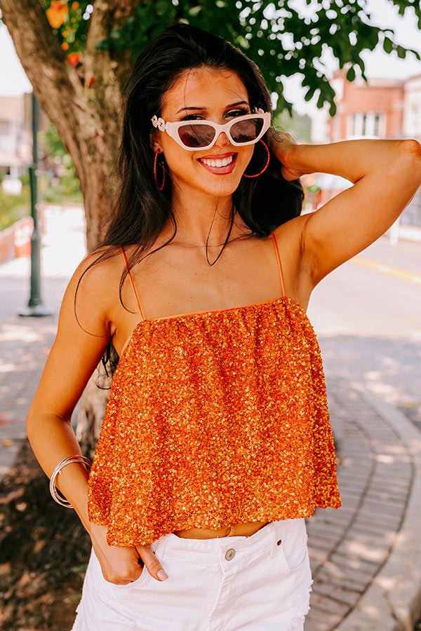 Ultimate Glam Sequin Tank Top - Vibrant Orange