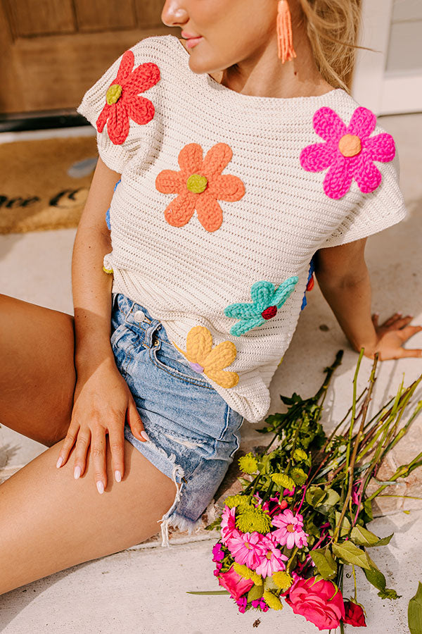 Premium Bloom Embroidered Knit Top