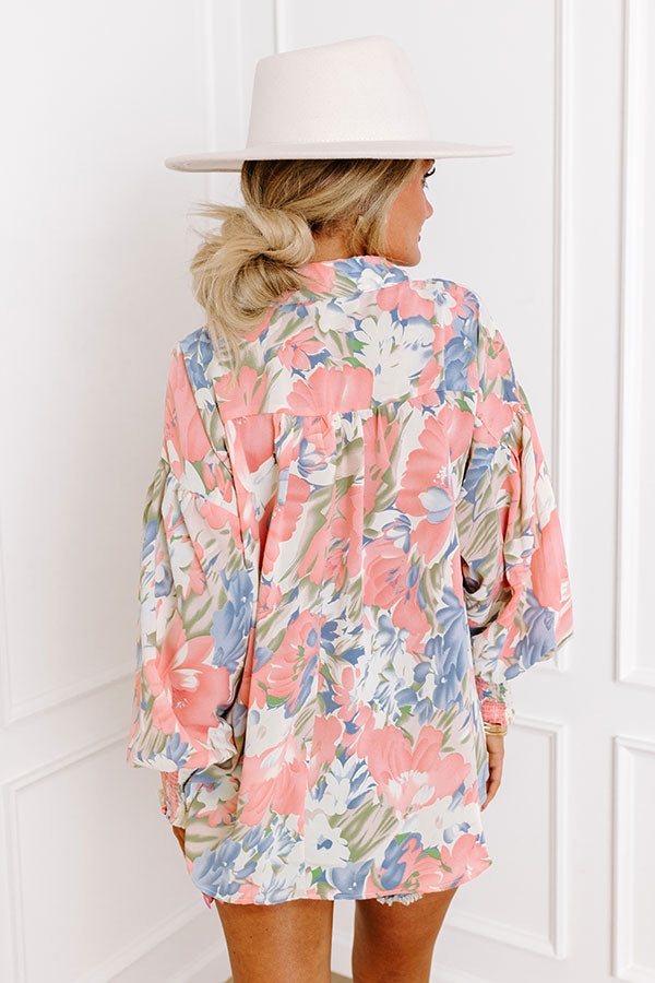 Ultimate Femme Floral Button-Up Top - Pink Perfection