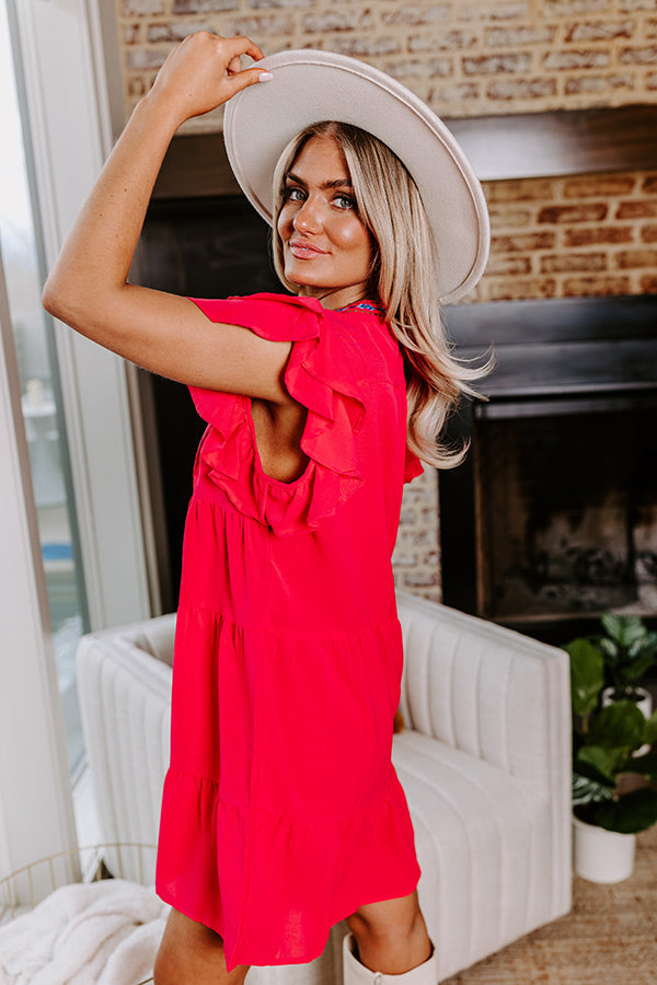 Premium Embroidered Bungalow Dress - Hot Pink