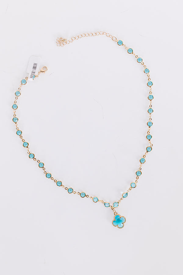 Premium Blue Clover Pendant Necklace - Ultimate Glamour Accessory