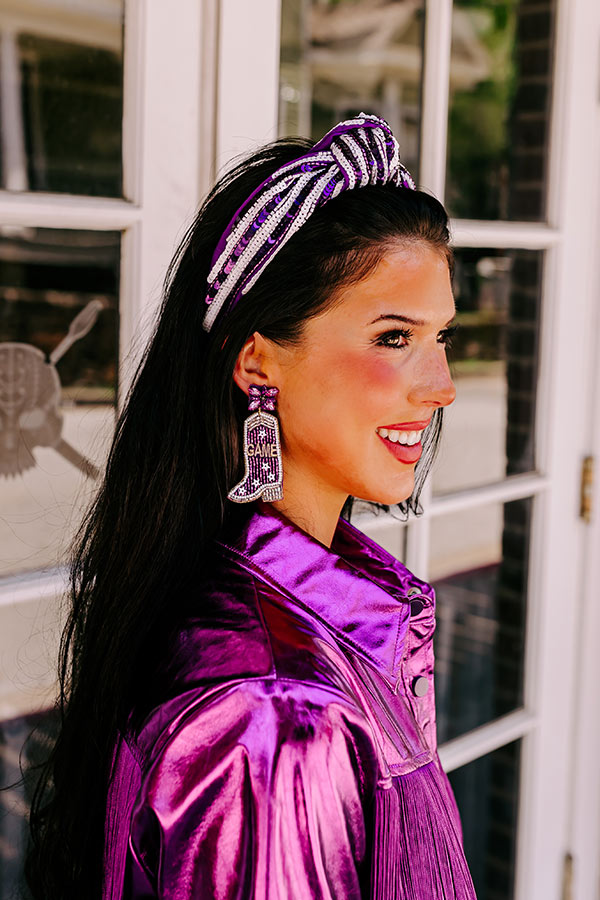 Ultimate Purple/White Sequin Game Day Headband