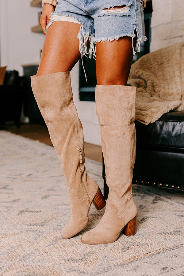 Premium Juliet Faux Suede Thigh High Boots - Ultimate Style in Iced Latte