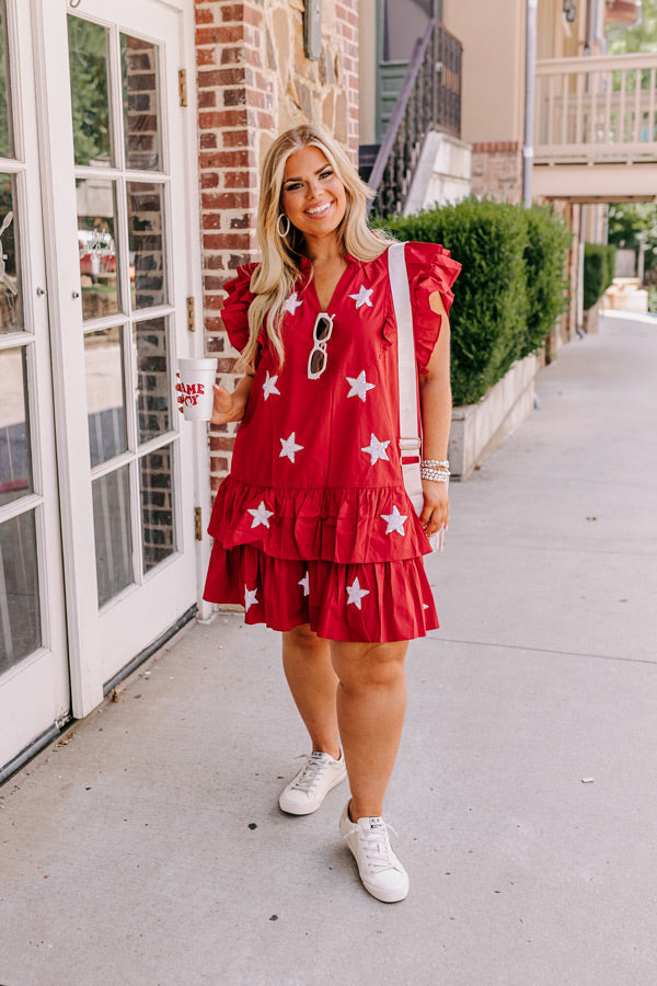 Ultimate Game Day Ruffle Mini Dress - Crimson Curves Collection