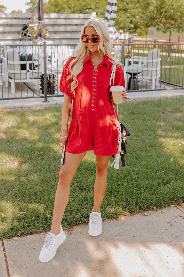 Premium Lakeside Chic Romper in Red