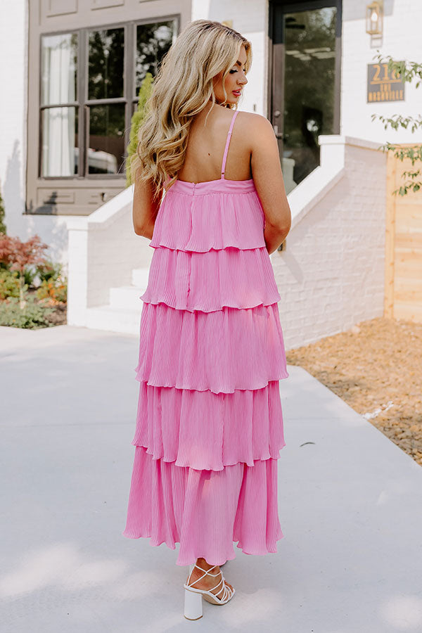 Ultimate Dreamy Mood Pleated Midi Dress - Pink