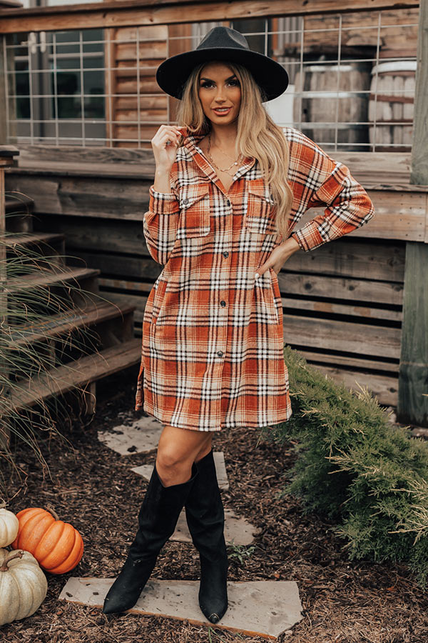 Ultimate Central Park Plaid Dress - Rust Fall Essential