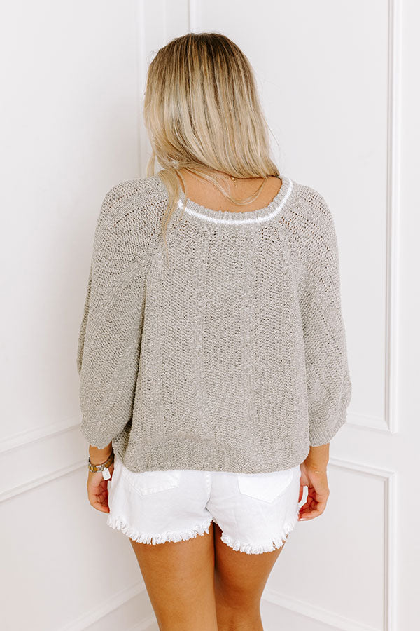 Premium St. Augustine Brunch Knit Sweater Top - Grey