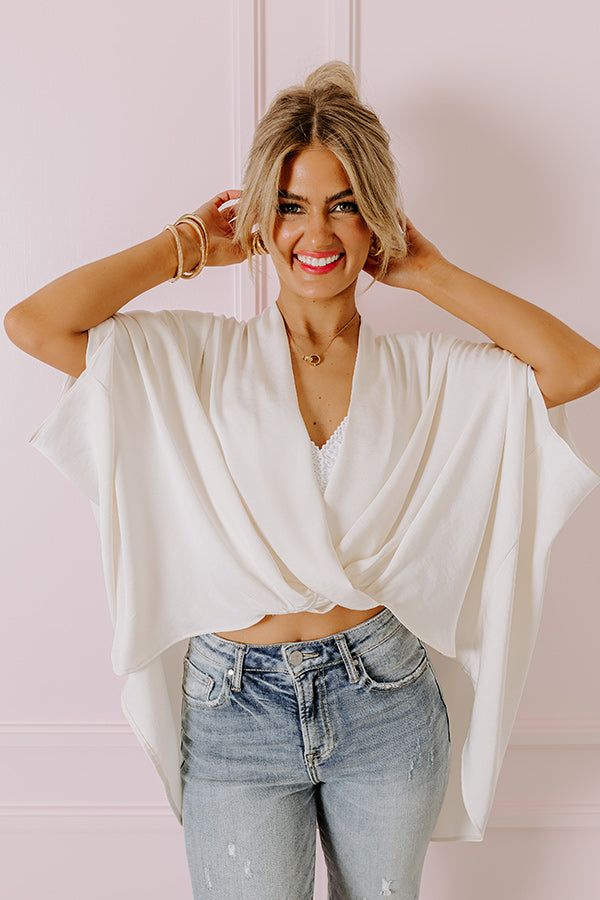 Premium Surplice Party Top - Cream | Ultimate Chic Style