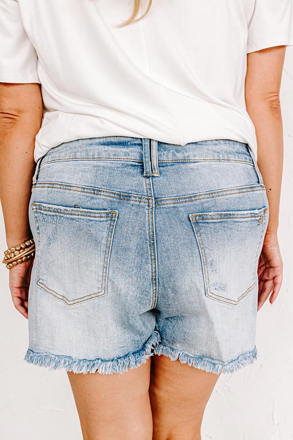 Premium Mila Midrise Distressed Denim Shorts for Curves