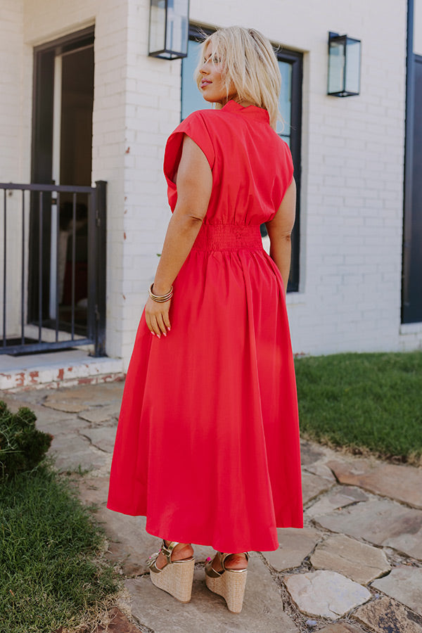 Ultimate Chic Red Curves Midi Dress