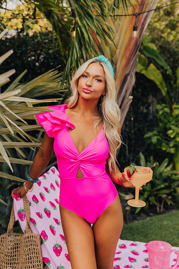 Premium Lagoon Luxe Ruffle One Piece Swimsuit - Hot Pink