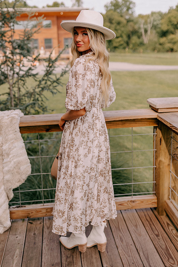 Premium Cottage Whimsey Floral Midi Dress