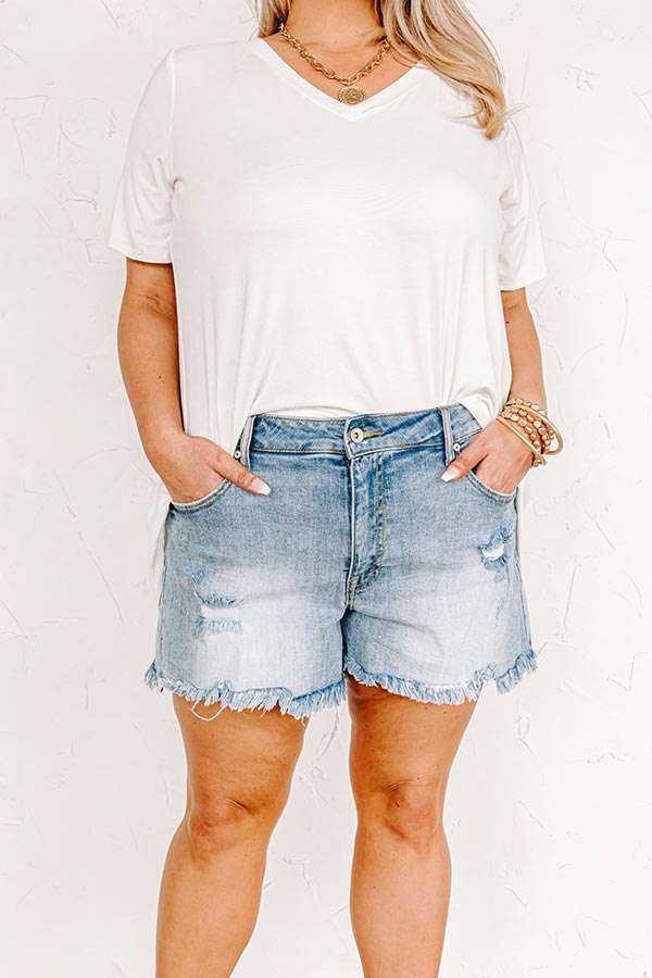 Premium Mila Midrise Distressed Denim Shorts for Curves