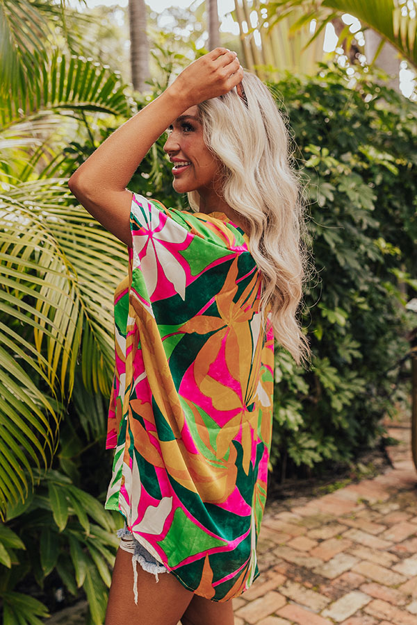 Premium Tropical Satin Shift Top