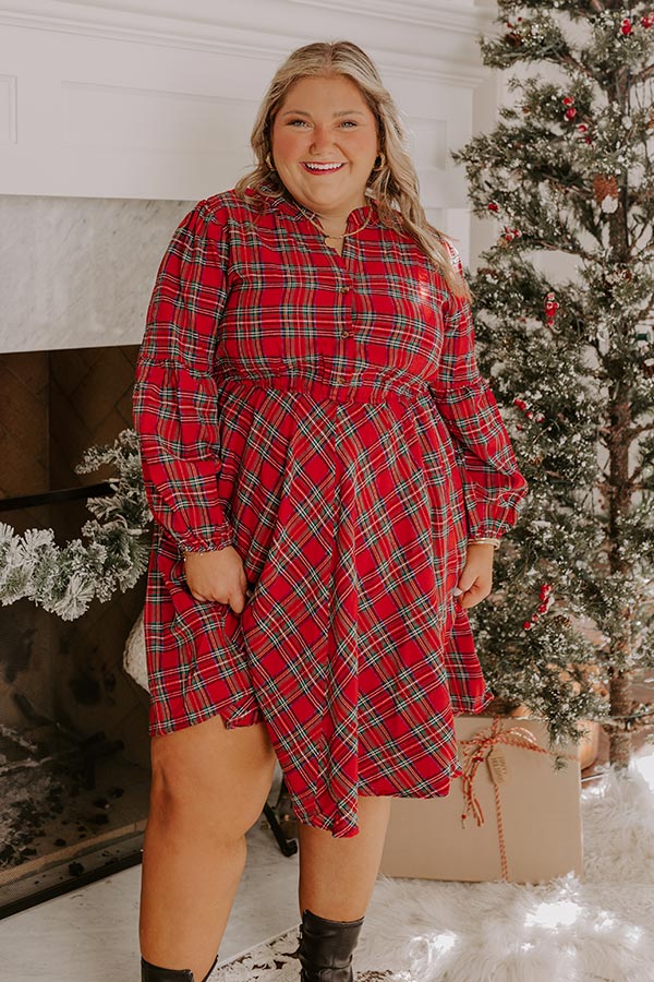 Premium Holiday Cheer Plaid Mini Dress - Ultimate Seasonal Style