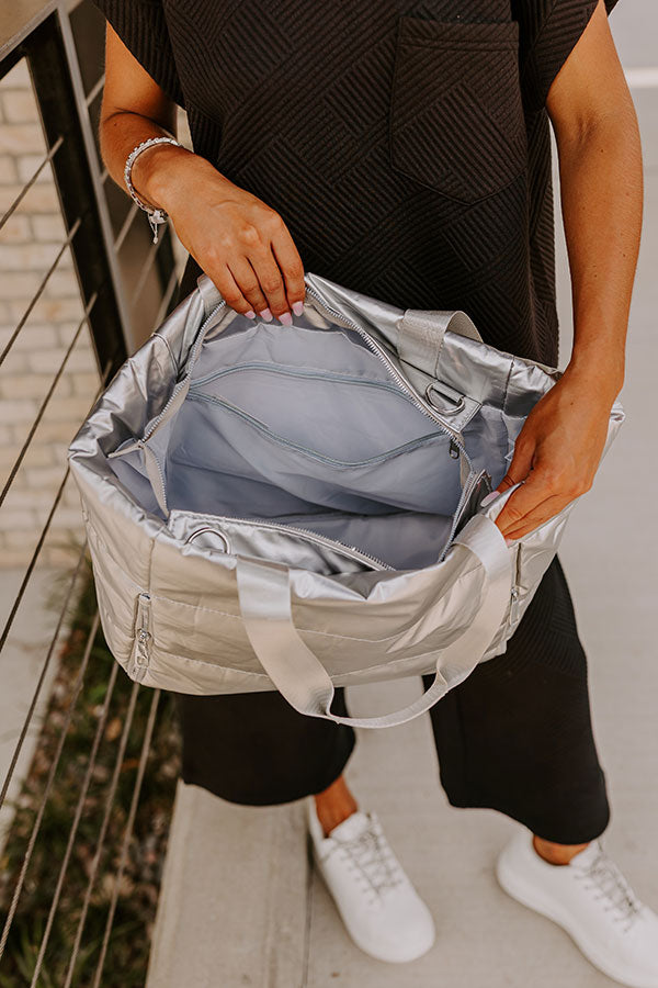 Ultimate Silver Puffer Tote - Your Stylish Weekend Companion