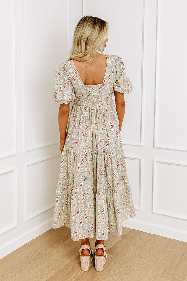 Premium Floral Elegance Midi Dress