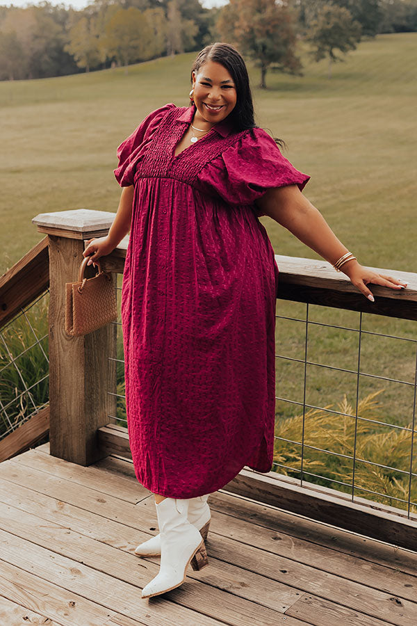 Premium Sangria Curves Midi Dress for Wine Tasting