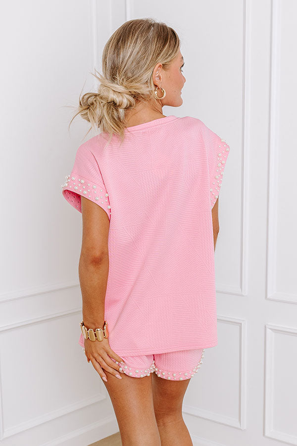 Premium Pearl Embellished Pink Top – Ultimate Chic Style