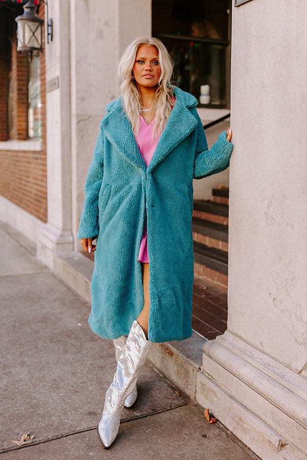 Ultimate Plush Please Sherpa Coat - Turquoise Bliss