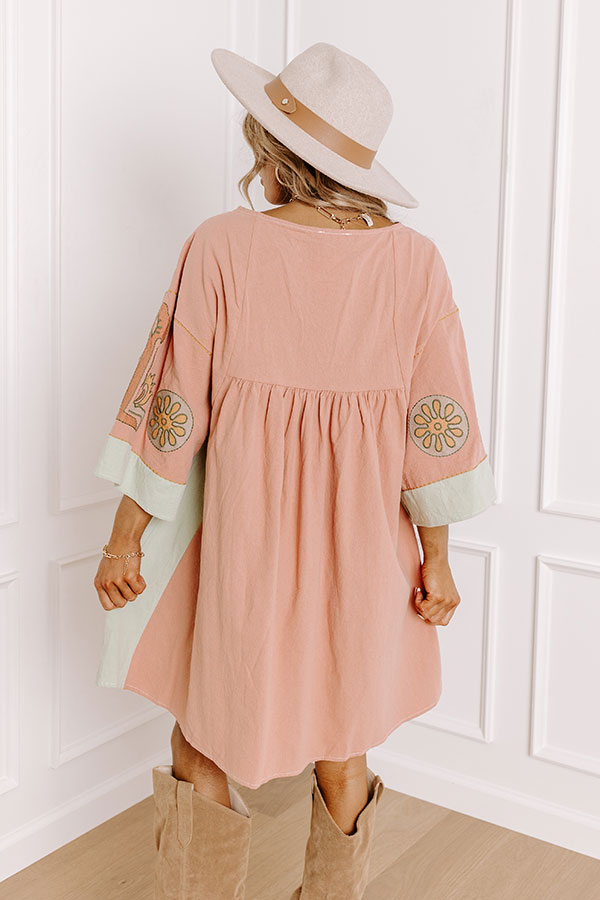 Premium Sweet Duet Embroidered Babydoll Dress - Rustic Rose Elegance