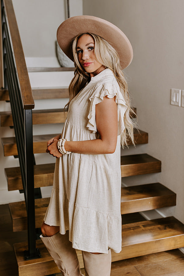 Ultimate Newsworthy Style Linen-Blend Babydoll Dress - Stone