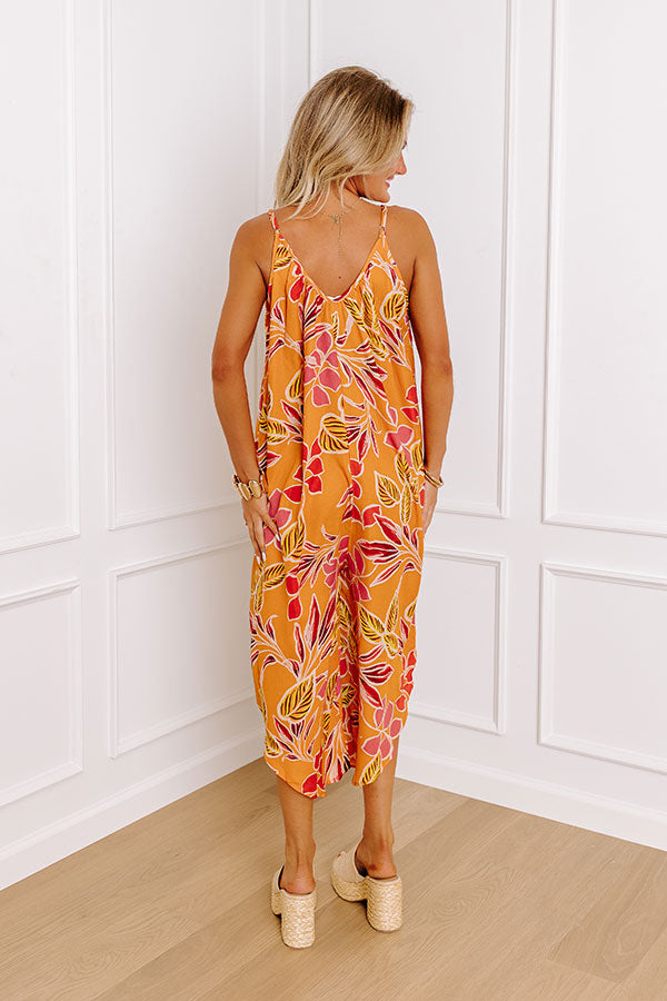 Premium Tropical Jumpsuit: Orange Paradise Edition