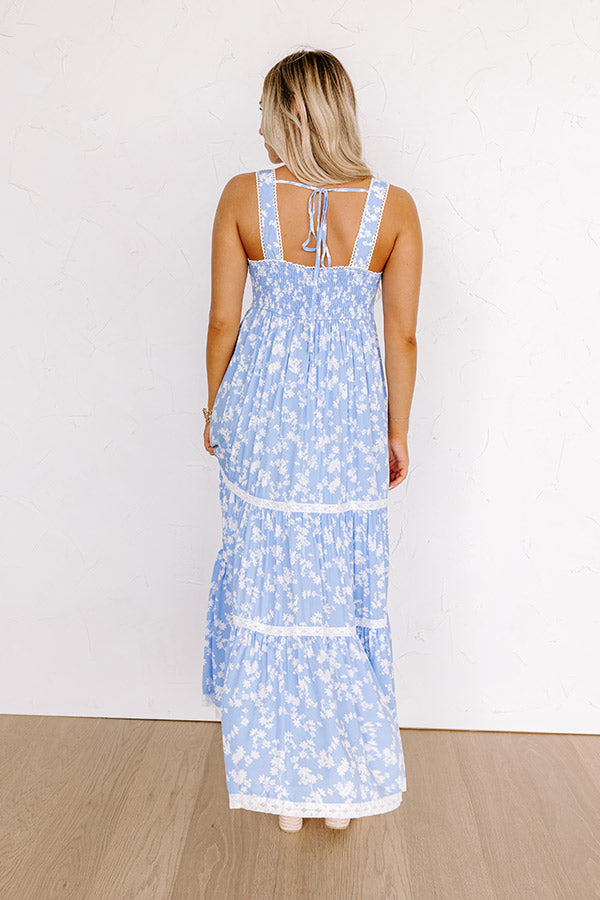 Premium Southern Charm Floral Maxi Dress in Sky Blue | Ultimate Summer Style