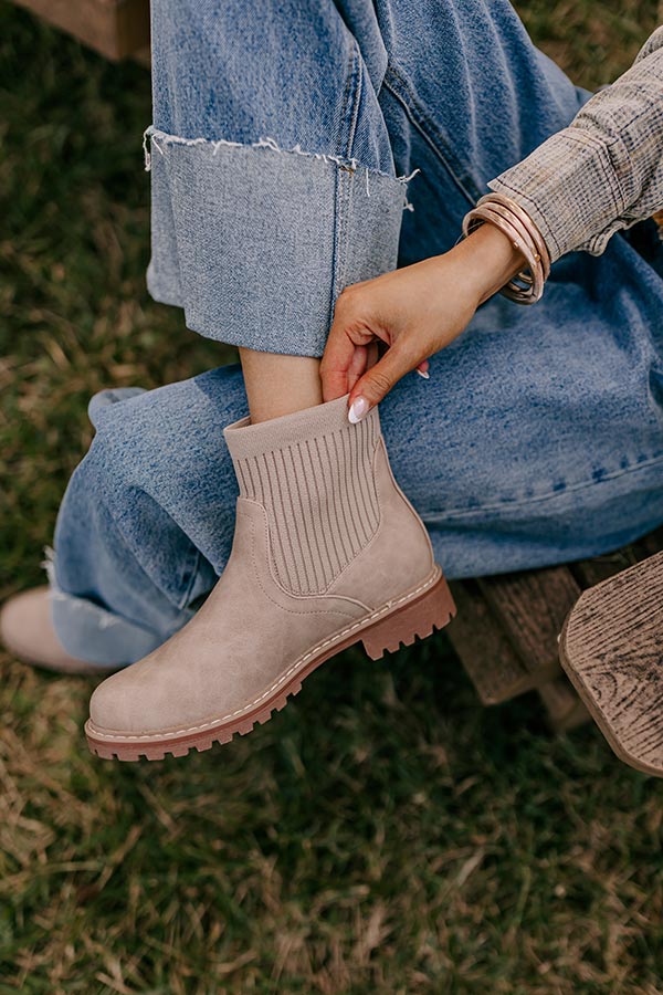 Premium Cabin Fever Faux Leather Bootie in Warm Taupe - Ultimate Comfort & Style