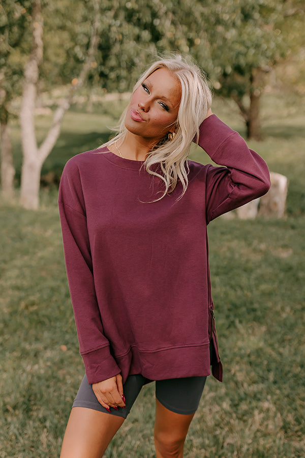 Premium Central Park Stroll Oversized Sweatshirt in Maroon - Ultimate Comfort & Style