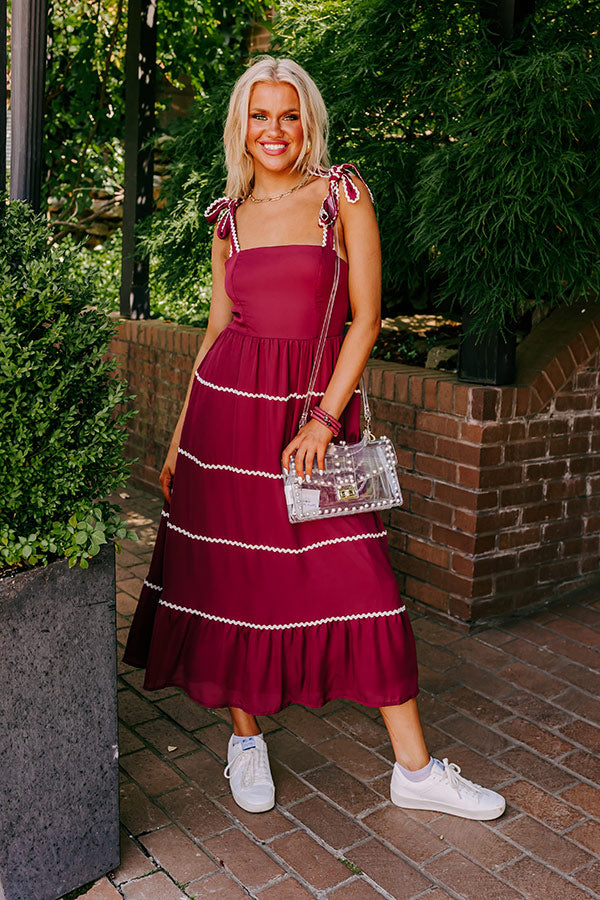 Premium Simply Glowing Midi Dress in Maroon