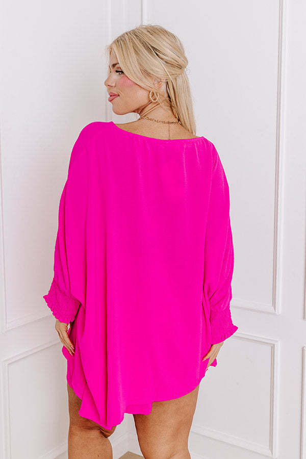 Premium Boardwalk Bliss Shift Top in Hot Pink Curves - Ultimate Casual Chic