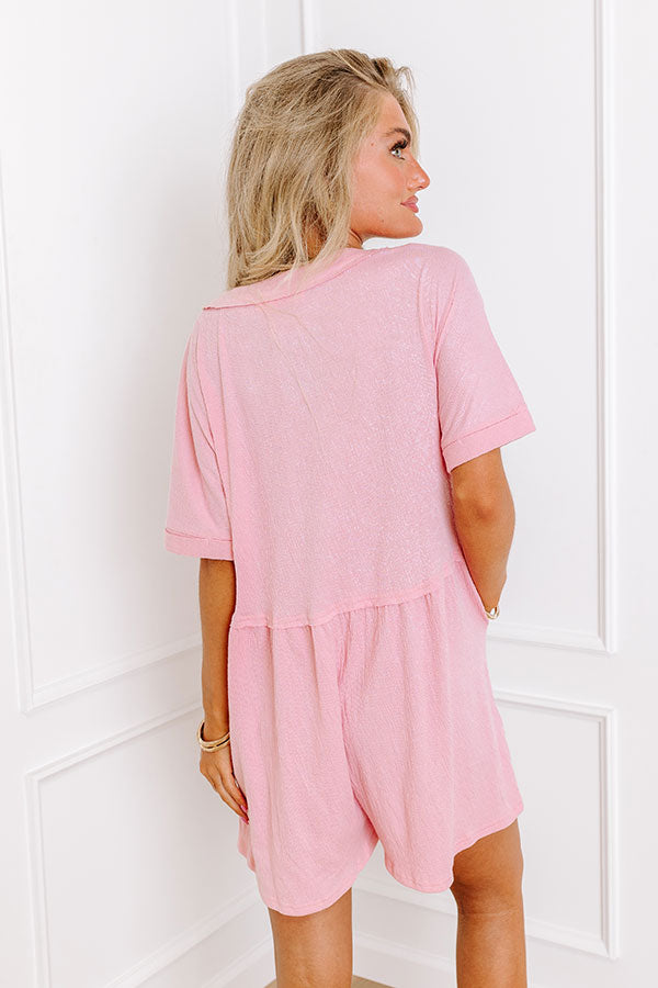 Premium Chic Button Down Romper - Summer Pink