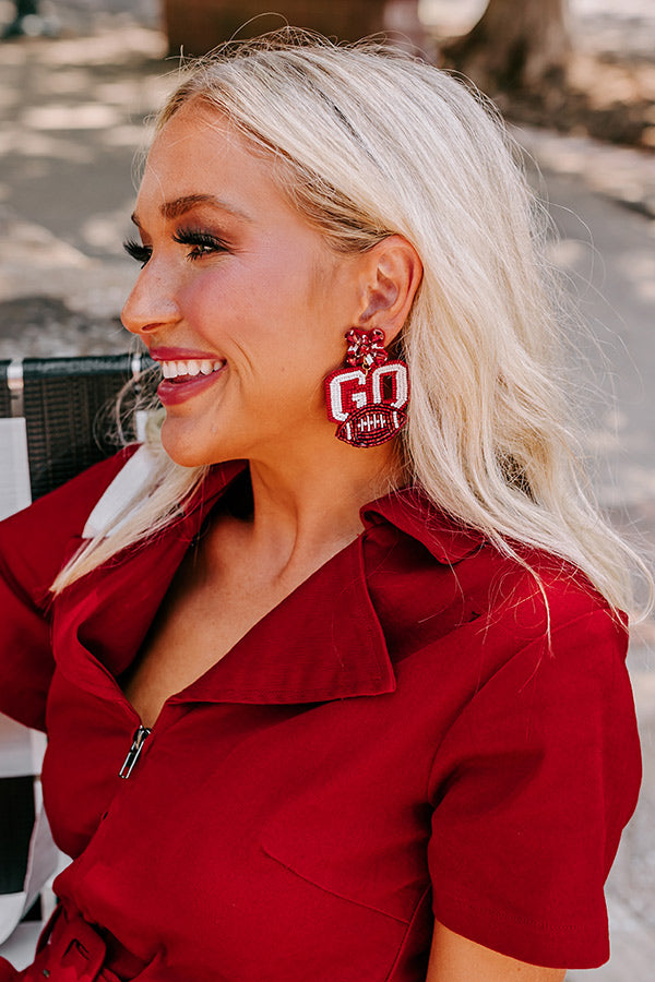 Ultimate Go Team Beaded Earrings - Red