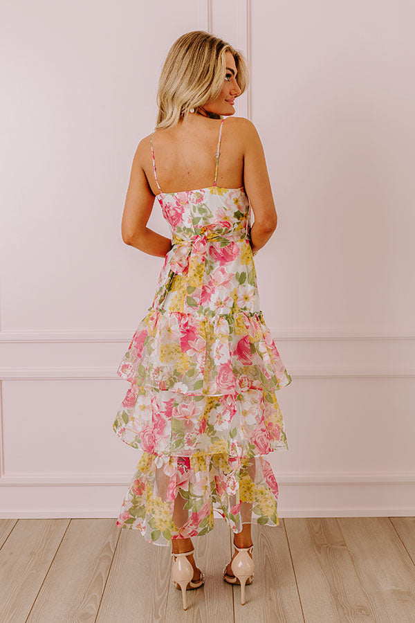 Premium Organza Maxi Dress - Elegant Floral Print