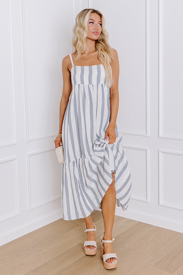 Ultimate Coastal Stripe Midi Dress - Premium Blue