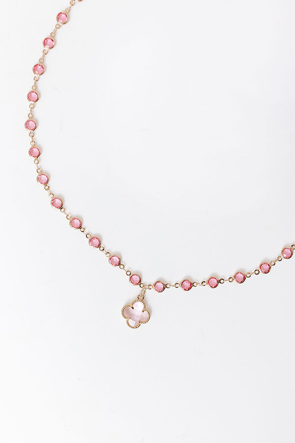 Premium Pink Clover Necklace - Ultimate Glam Style