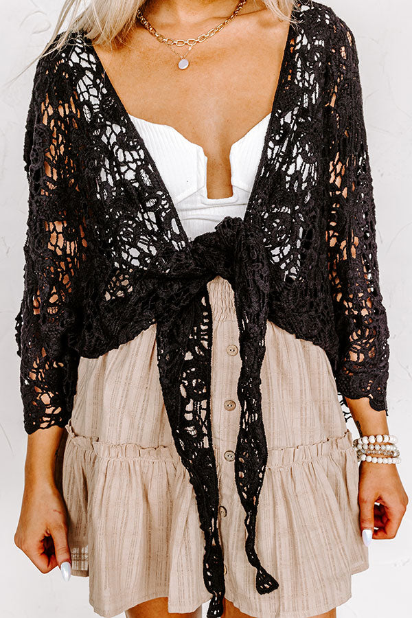 Premium Black Crochet Front Tie Top for Effortless Style