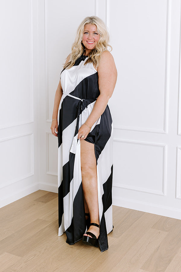 Ultimate Luxe Lines Satin Maxi Dress - Curve Elegance