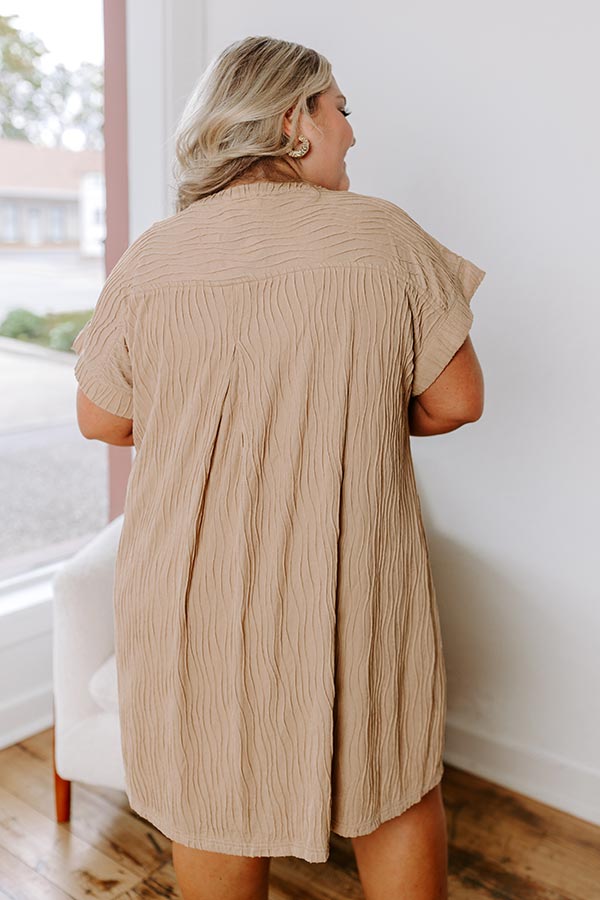 Premium Long Weekend Shift Dress - Warm Taupe Curves