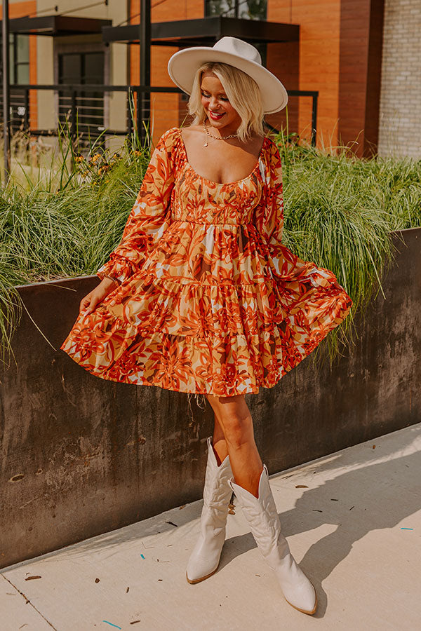 Ultimate Fall Foliage Smocked Mini Dress