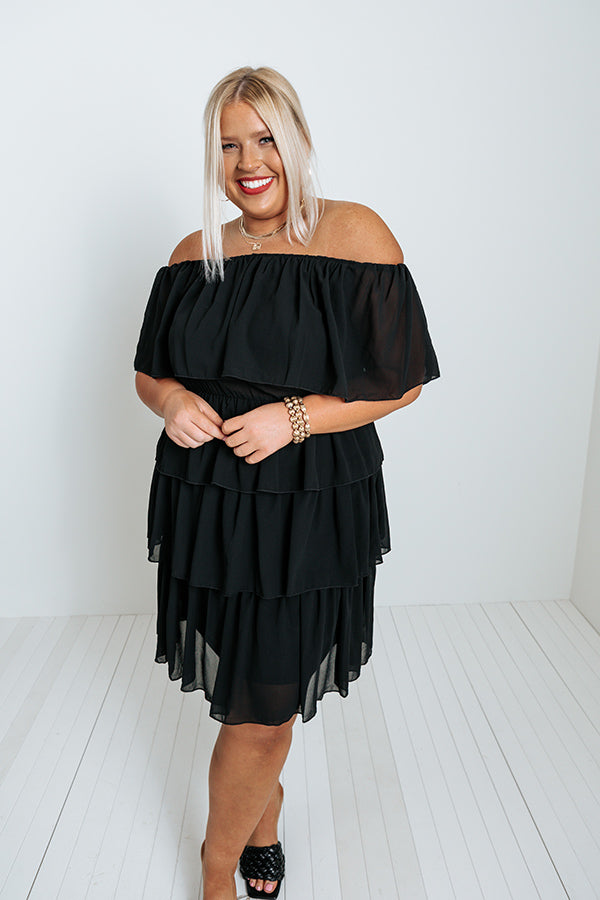 Ultimate Elegance: Black Pinot Ruffle Dress