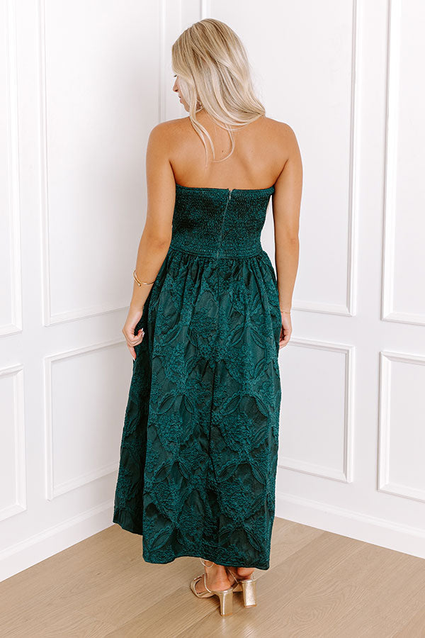 Ultimate Gala Night Jacquard Midi Dress - Dark Hunter Green